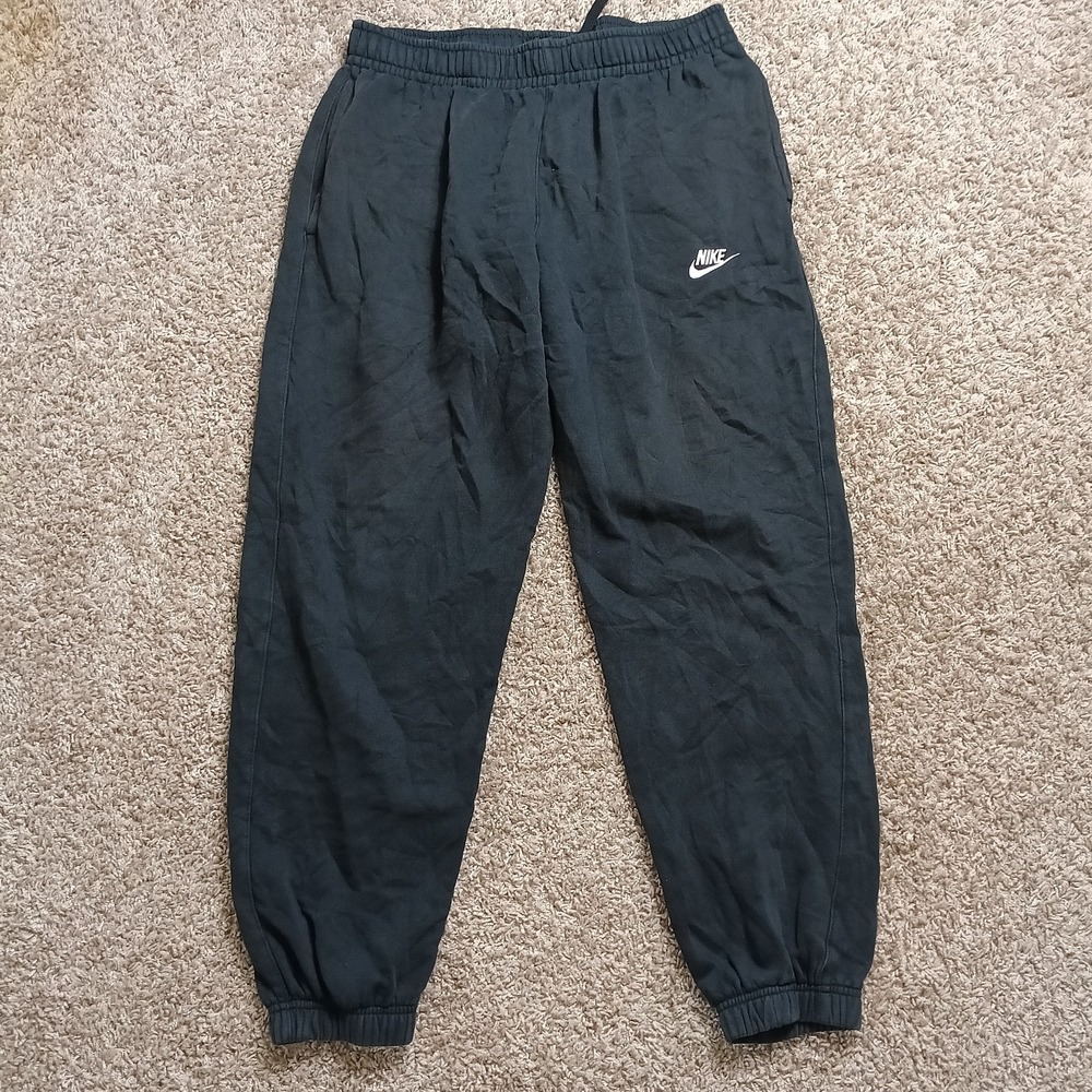 Nike Black Fleece Jogger Sweatpants Men's Medium Athletic Logo Lounge